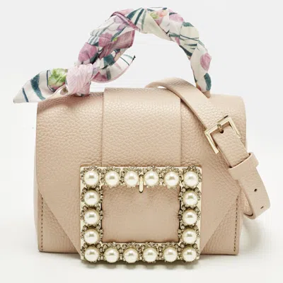 Pre-owned Kate Spade Beige Leather Knollwood Drive Buckle Hope Top Handle Bag In Sand