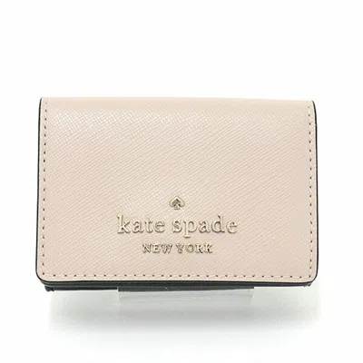 Pre-owned Kate Spade Beige Multi-color Pvc Leather Wallet (tri-fold) () In Beige, Multi-color