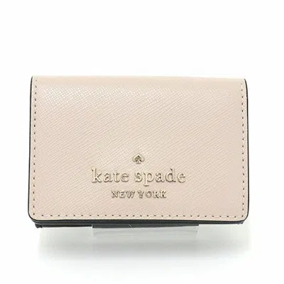 Pre-owned Kate Spade Beige Multi-color Pvc Leather Wallet (tri-fold) () In Beige, Multi-color
