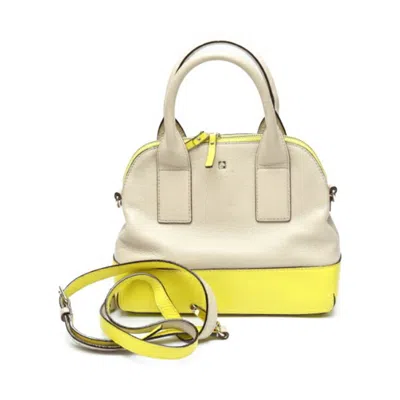 Pre-owned Kate Spade Beige Yellow Leather Handbag Shoulder Bag () In Beige, Yellow