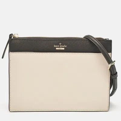 Pre-owned Kate Spade Beige/black Leather Cameron Street Clarise Crossbody Bag