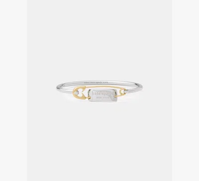 Kate Spade Bits And Baubles Sam Tag Safety Pin Bangle In Mixed Metal