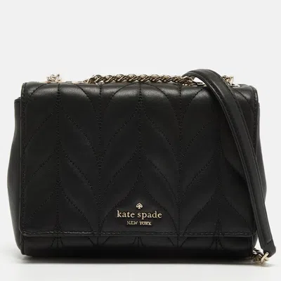 Pre-owned Kate Spade Black Briar Lane Quilted Leather Mini Evelyn Shoulder Bag
