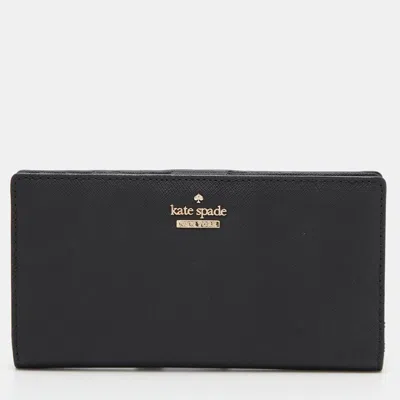 Pre-owned Kate Spade Black Leather Bifold Flap Wallet