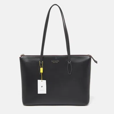 Pre-owned Kate Spade Black Leather Large Al Day Zip Tote