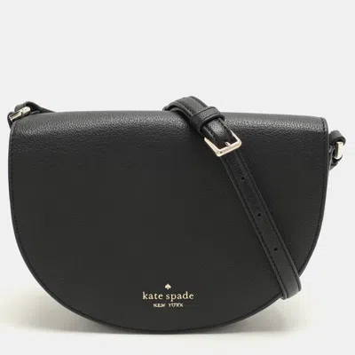 Pre-owned Kate Spade Black Leather Luna Crescent Crossbody Bag