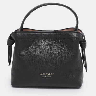 Pre-owned Kate Spade Black Leather Mini Knot Top Handle Crossbody Bag