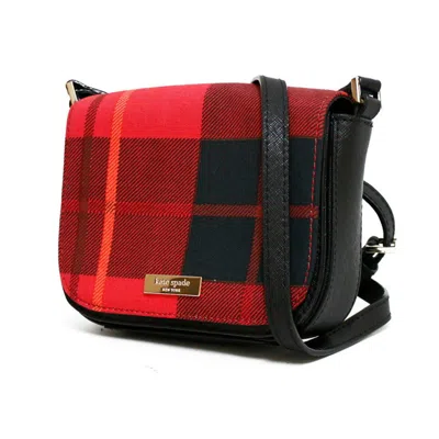 Pre-owned Kate Spade Black Multi-color Red Color Leather Canvas Shoulder Bag () In Black, Multi-color, Red Color
