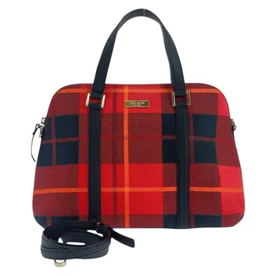 Pre-owned Kate Spade Black Red Color Canvas Leather Handbag Shoulder Bag ()