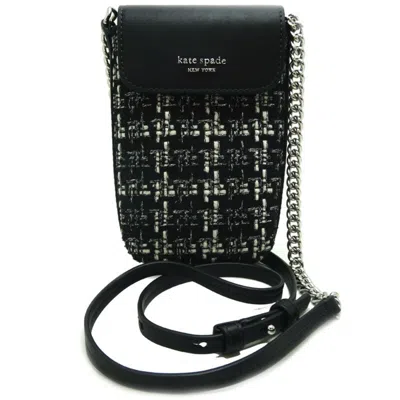 Pre-owned Kate Spade Black White Tweed Leather Shoulder Bag () In Black, White