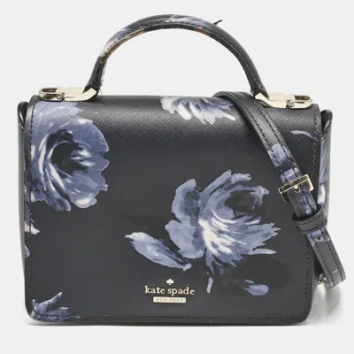 Pre-owned Kate Spade Black/blue Pvc Night Rose Cameron Street Hope Top Handle Bag