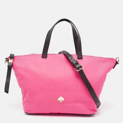 Pre-owned Kate Spade Black/pink Leather Leroy Street Linsley Tote