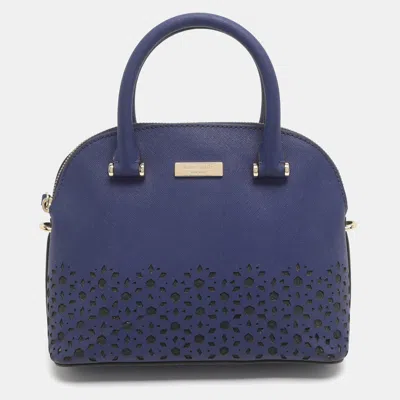 Pre-owned Kate Spade Blue Laser Cut Leather Satchel
