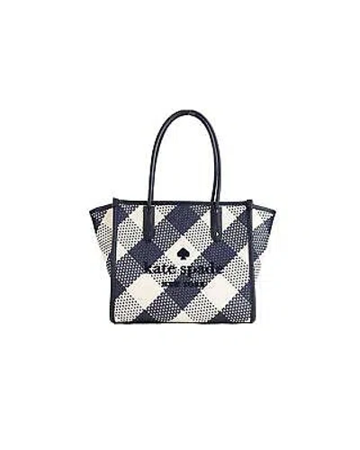 Pre-owned Kate Spade Blue Oversized Woven Shoulder Tote Bag - Tote Bags - Blue Gingham
