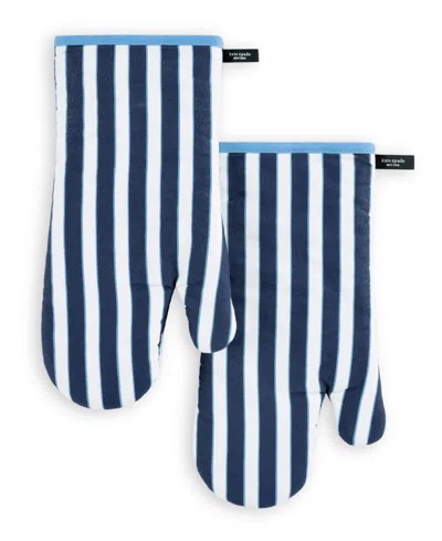 Kate Spade Botanical Stripe 2-pack Oven Mitt In Blue