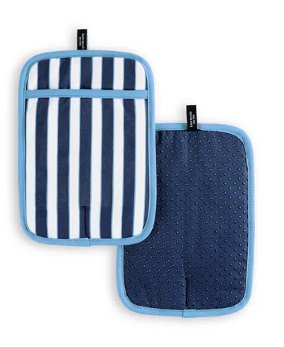 Kate Spade Botanical Stripe 2-pack Pot Holder In Blue
