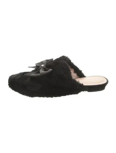 Pre-owned Kate Spade Bow Accents Mules In Black
