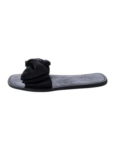 Pre-owned Kate Spade Bow Accents Slides In Black
