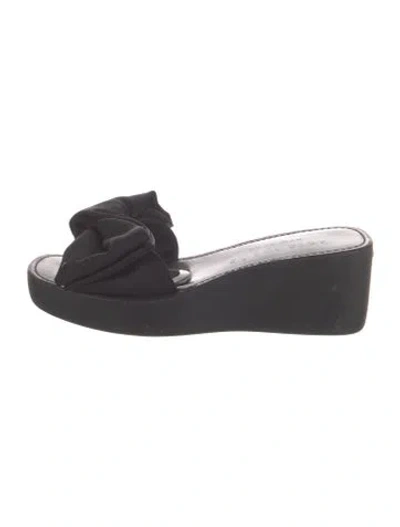 Pre-owned Kate Spade Bow Accents Slides In Black