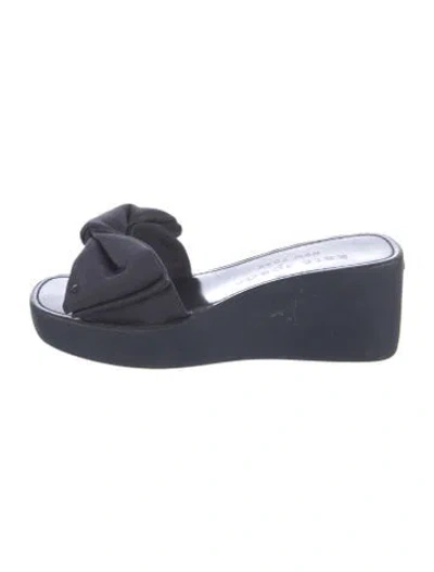 Pre-owned Kate Spade Bow Accents Slides In Blue