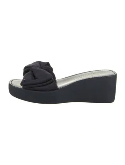 Pre-owned Kate Spade Bow Accents Slides In Blue