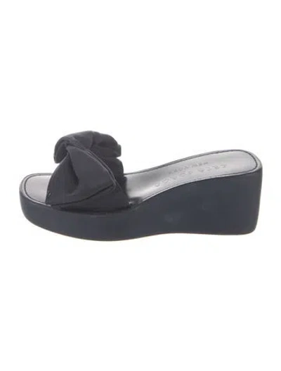 Pre-owned Kate Spade Bow Accents Slides In Blue