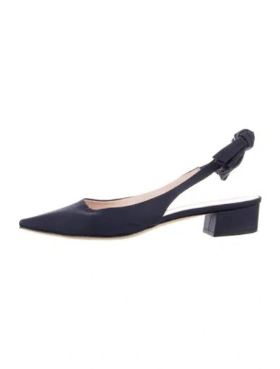 Pre-owned Kate Spade Bow Accents Slingback Flats In Blue
