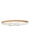 Kate Spade Bow Belt With Spade In Cream / Pale Polished Gold