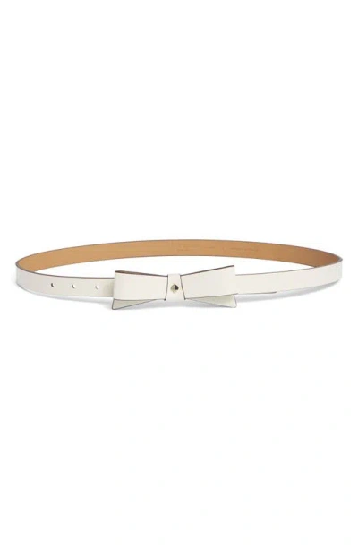 Kate Spade Bow Belt With Spade In Cream / Pale Polished Gold