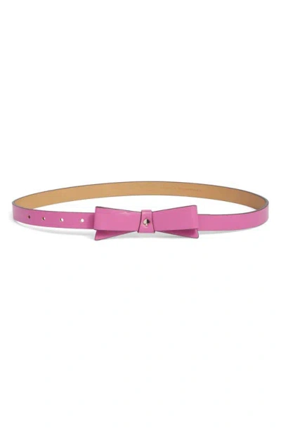 Kate Spade Bow Belt With Spade In Rhododendron Grove / Pale Gold
