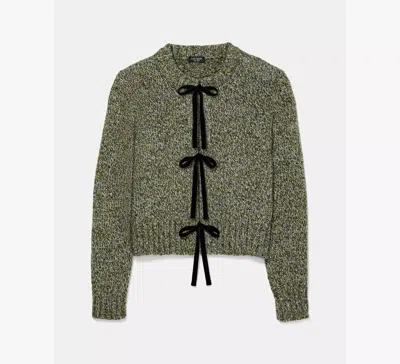 Kate Spade Bow Front Cardigan In Green