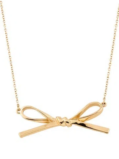 Pre-owned Kate Spade Bow Pendant Necklace, 30" In Multicolor