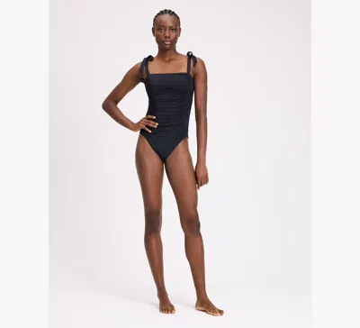 Kate Spade Bow Shoulder Tie One-piece In Black
