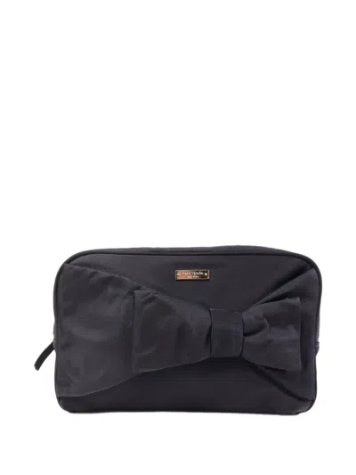 Pre-owned Kate Spade Bow-detail Pouch In Black