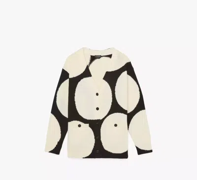Kate Spade Breezy Dot Cardigan In Black/cream