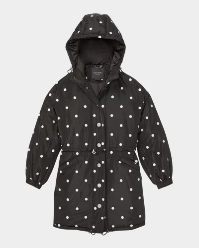 Kate Spade Breezy Dot Oversized Taffeta Anorak Jacket In Black