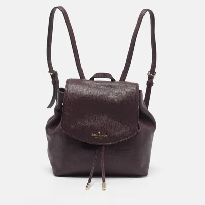 Pre-owned Kate Spade Breezy Small Burgundy Leather Backpack