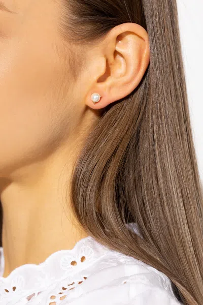 Kate Spade Gold-tone Imitation Pearl 3-prong Mini Stud Earrings