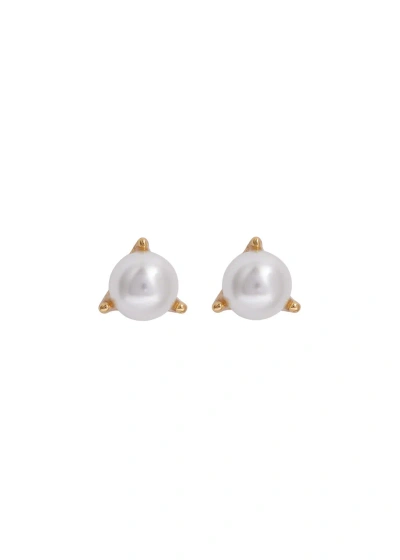 Kate Spade Brilliant Statements Gold-plated Stud Earrings In Pearl