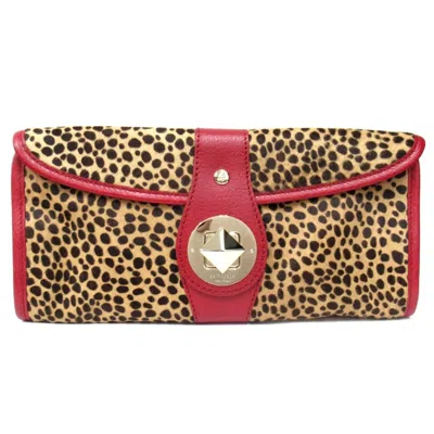 Pre-owned Kate Spade Brown Red Color Leather Clutch Bag () In Multi