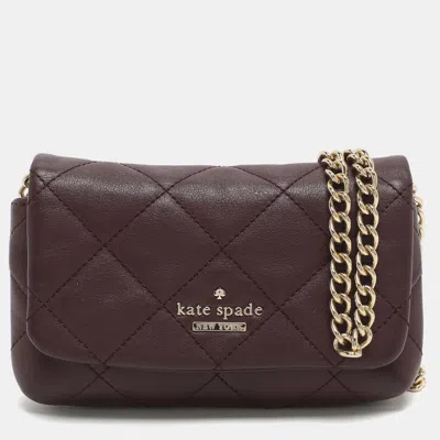 Pre-owned Kate Spade Burgundy Leather Mini Crossbody Bag