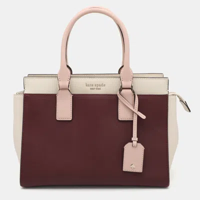 Pre-owned Kate Spade Burgundy/cream Leather Cameron Street Satchel