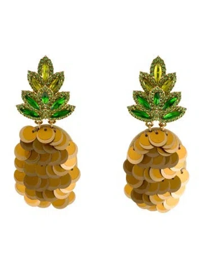Pre-owned Kate Spade 'by The Pool' Pineapple Drop Earrings In Multi