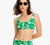 KATE SPADE CABANA MIX ZIP-FRONT BIKINI TOP