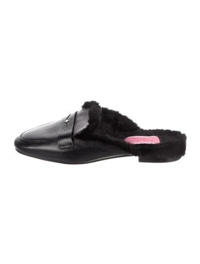 Pre-owned Kate Spade Caelyn Leather Mules In Black