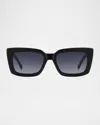 Kate Spade Cailin Rectangle Acetate Sunglasses In Black Blue