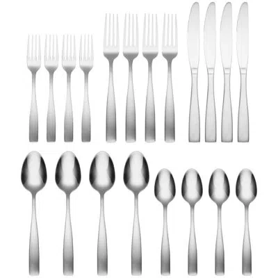 Kate Spade Cambridge Madison Satin 20 Piece Flatware Set, Dishwasher Safe, Silver