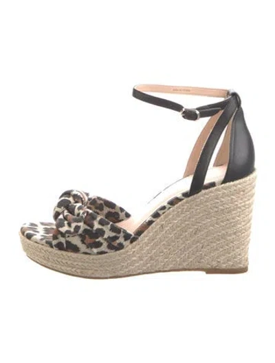 Pre-owned Kate Spade Canvas Animal Print Espadrilles In Black
