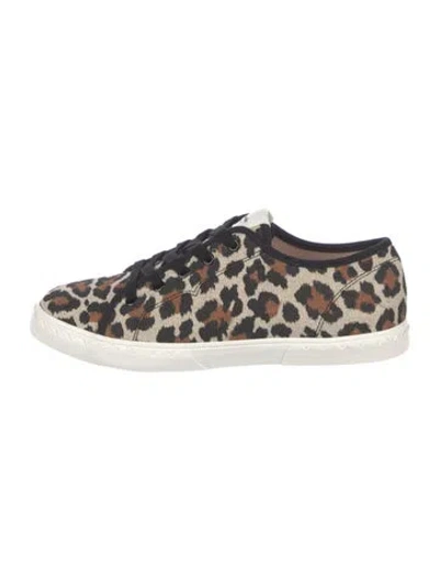 Pre-owned Kate Spade Canvas Animal Print Sneakers In Brown