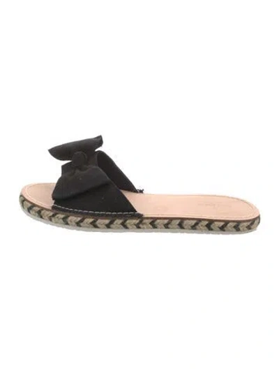 Pre-owned Kate Spade Canvas Bow Accents Espadrilles In Black